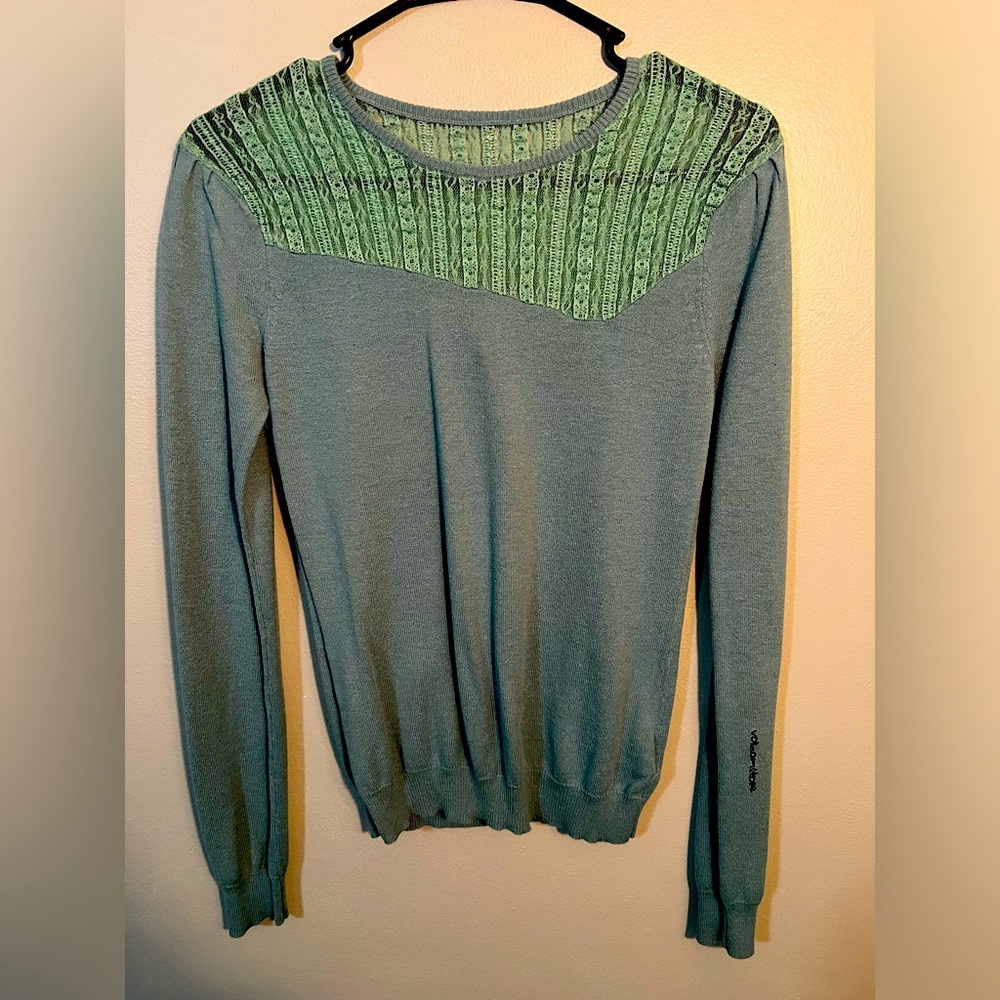 Volcom Teal Lace Lightweight Sweater Size Small